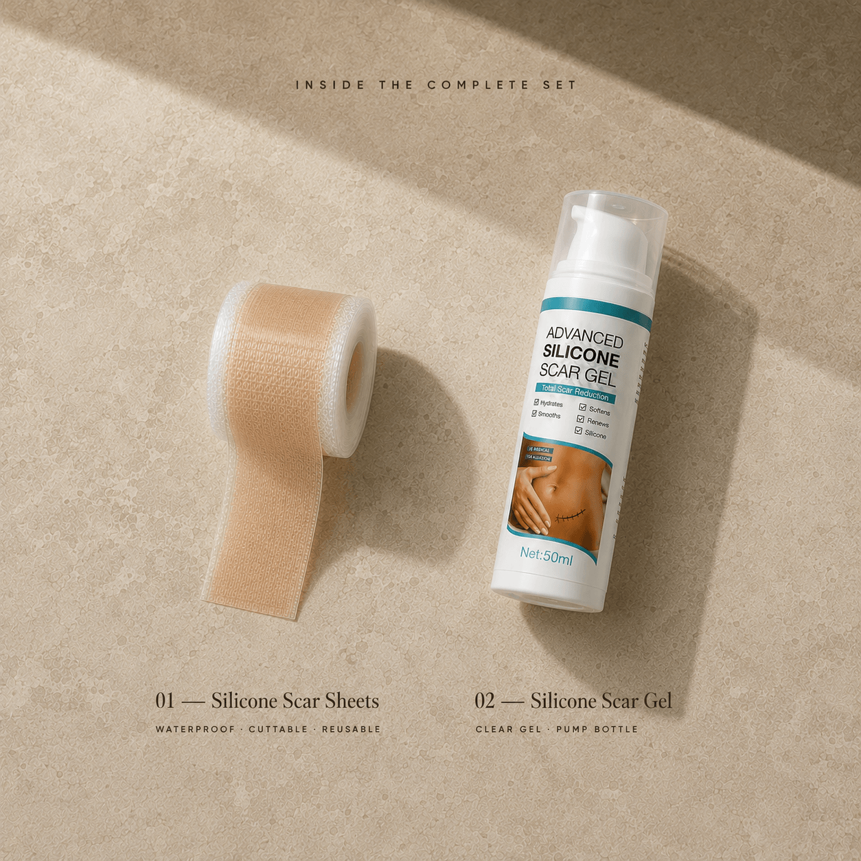 Cesera Narbenpflege-Routine — Silikon-Rolle & Gel